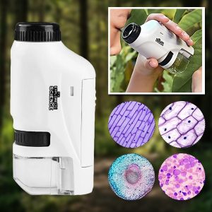Zakmicroscoop voor kinderen - 60-120x, LED, Telefoonclip | MINISCOPE