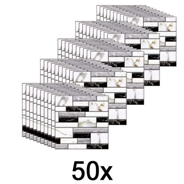 5x 3D muurstickers met een marmerlook (10 stuks) | MARBLEBLOCKS